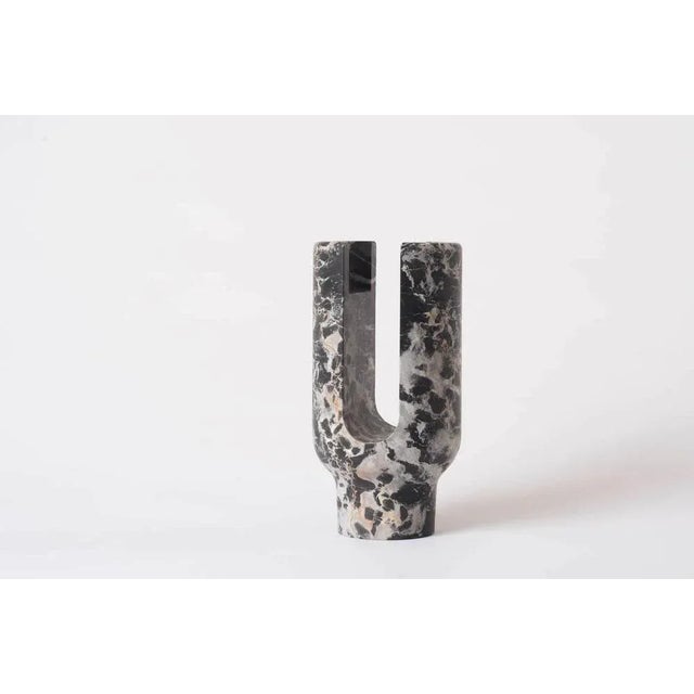 Portoro lyra candleholder by dan yeffet dimensions: ø 143 x h 275 mm materials: marble marble available: marquina grey st...
