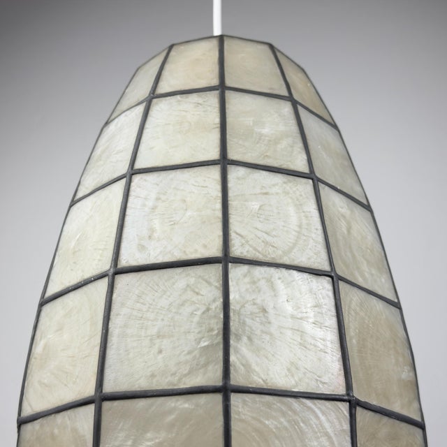 Vintage Capiz Shell Pendant Lamp, Italy, 1960s For Sale - Image 14 of 18