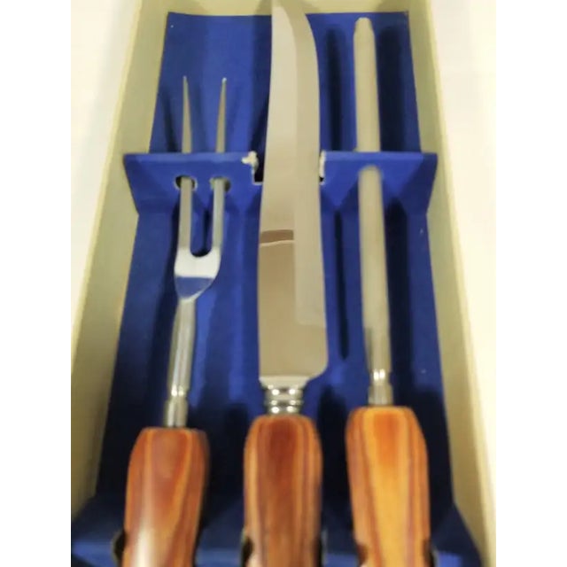 Mid 20th Century Sheffield England Rosewood 3 Piece Carving or Cutlery Set Mid Century For Sale In New York - Image 6 of 7