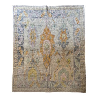Contemporary Turkish Oushak Rug With Large Floral Design | 5'9" X 6'10" For Sale