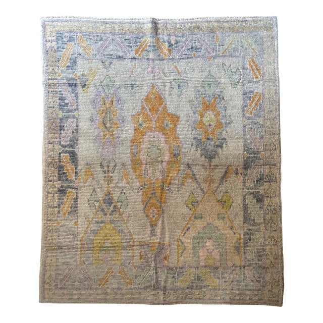 Contemporary Turkish Oushak Rug With Large Floral Design | 5'9" X 6'10" For Sale