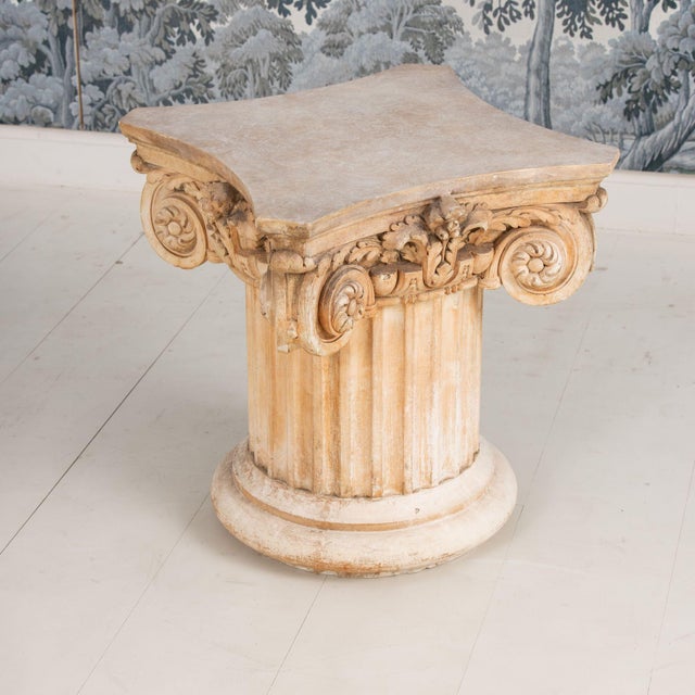 Mid 20th Century French Plaster Column Stand Side Table For Sale - Image 4 of 18