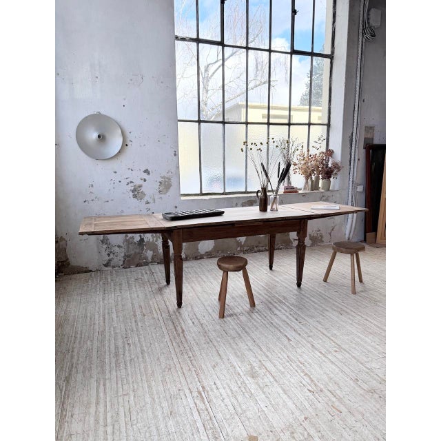 Vintage Farmhouse Table in Oak with Integrated Extensions, 1950s For Sale - Image 9 of 18