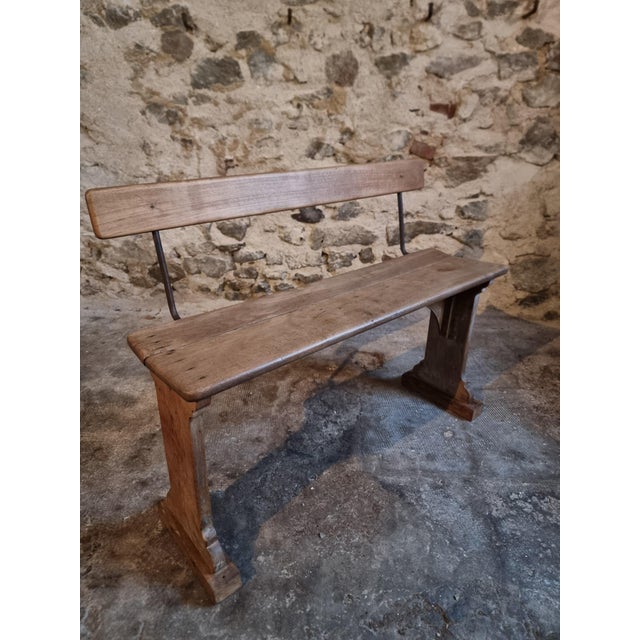 Vintage French Wooden Bench, 1920s For Sale - Image 4 of 16