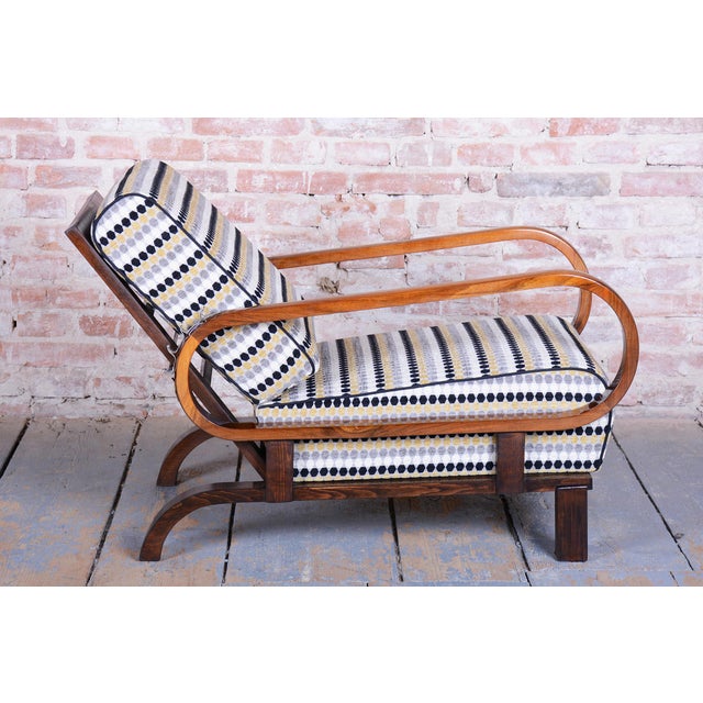 Czech Art Deco Adjustable Armchair attributed to J. Halabala, Up Závody, 1920s For Sale - Image 10 of 16