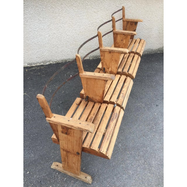 Antique Industrial Wooden Bench For Sale - Image 6 of 9