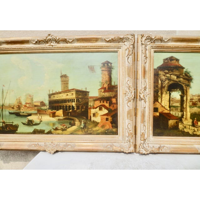 Oil on Canvas Pair of Italian Idyll Scenes Circa 50s - A Pair of 2 For Sale - Image 4 of 16