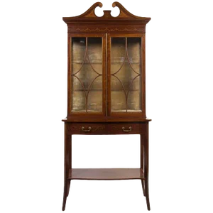 George III Style Mahogany, Satinwood and Marquetry Bookcase, 19th Century