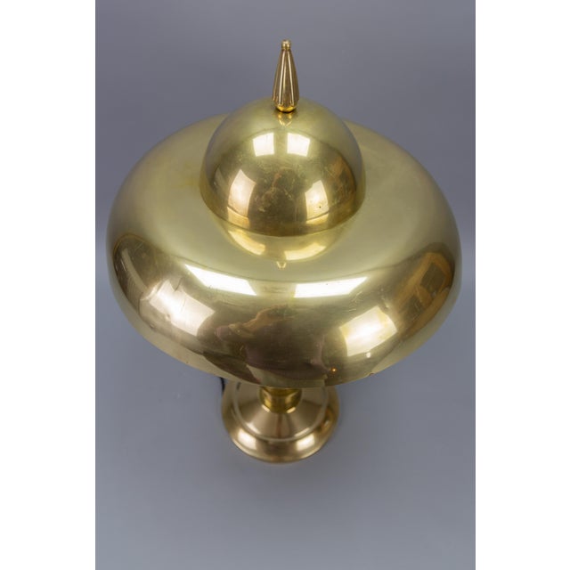 Gold Art Deco Brass Inverted Dome Six-Light Pendant Lamp, Germany, 1930s For Sale - Image 8 of 18