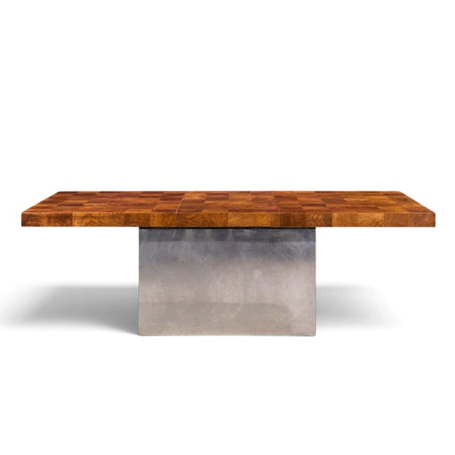 Milo Baughman for Thayer Coggin Mid Century Burlwood and Chrome Dining Table With 2 Leaves For Sale - Image 10 of 13