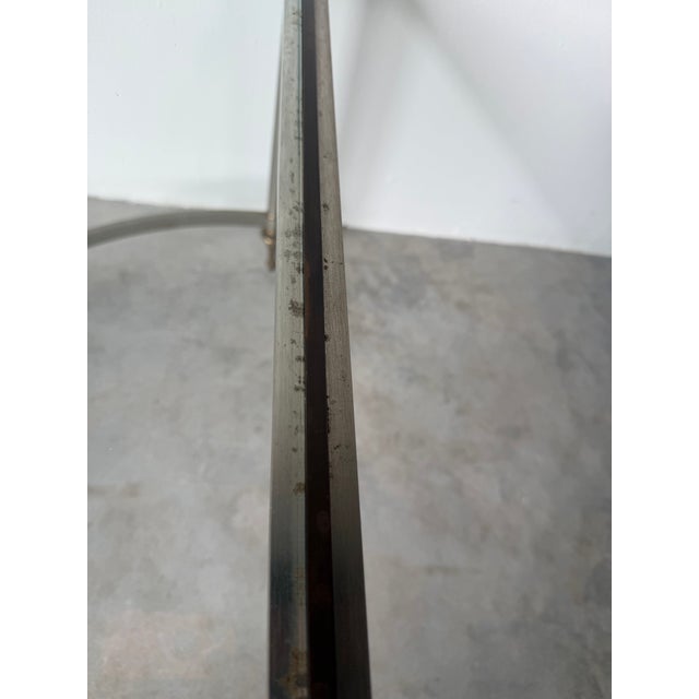 Vintage Italian Hollywood Regency Maison Jansen-Style Steel & Brass Coffee Table With Glass Top For Sale - Image 9 of 13