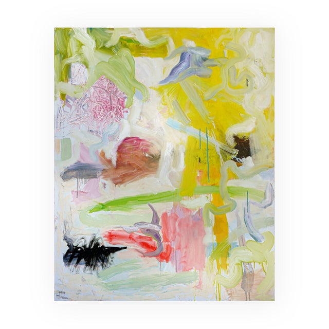 2020s Benji Stiles "Garden #3" Pastel Green, Pink, Gray, and Blue Abstract Contemporary Painting, 2022 For Sale - Image 5 of 12