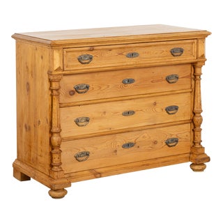 Large Pine Chest of Four Drawers From Denmark, Circa 1860-80 For Sale