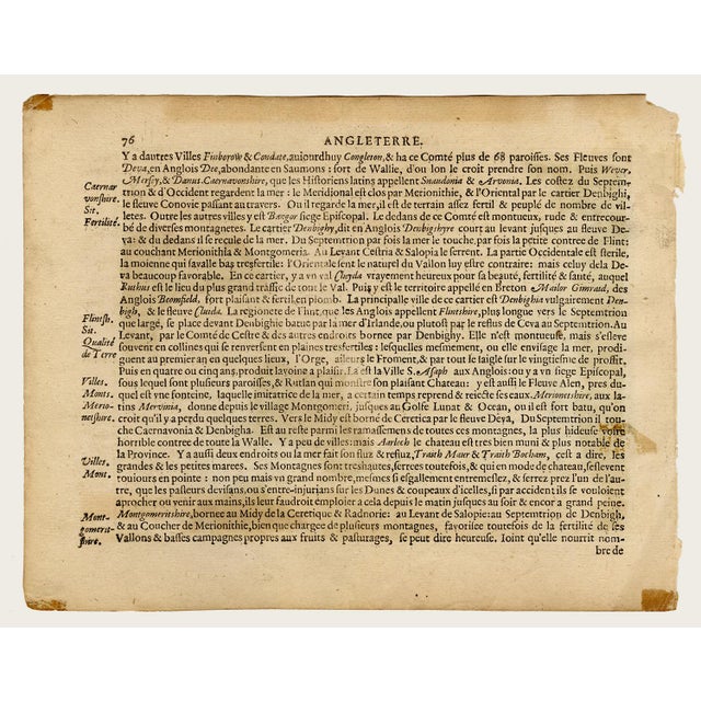 Original copper-etching from Mercator's "Atlas Minor", published in 1607. The Map depicts the western coast of England and...