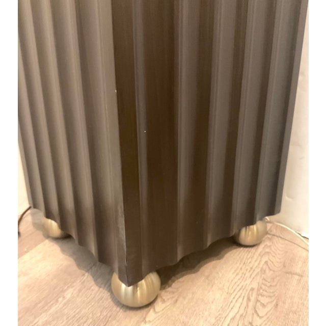 Modern Caracole French Modern Dark Chocolate Brown Fluted Up to You Pedestal For Sale - Image 3 of 4