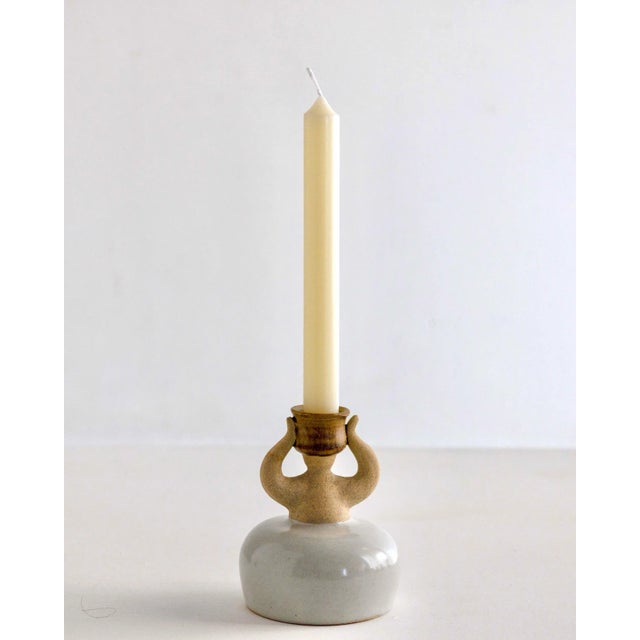 2020s Figurative Woman Ceramic Candlestick Holder White For Sale - Image 5 of 12