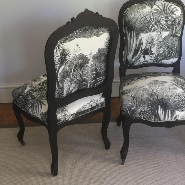 French Ebonized Side Chairs, 1870s, Set of 2 For Sale - Image 3 of 9