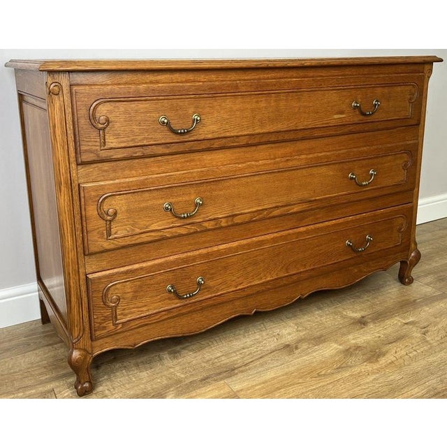 Vintage Louis French Oak Chest of Drawers with Three Drawers For Sale - Image 3 of 12
