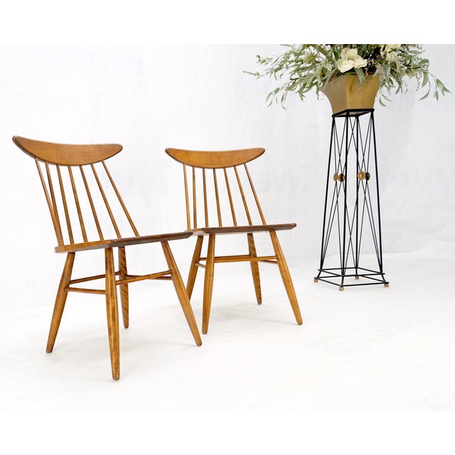 Pair of Mid-Century Modern Solid Maple Conant Ball Russel Right Sid Chairs Mint! For Sale - Image 6 of 16