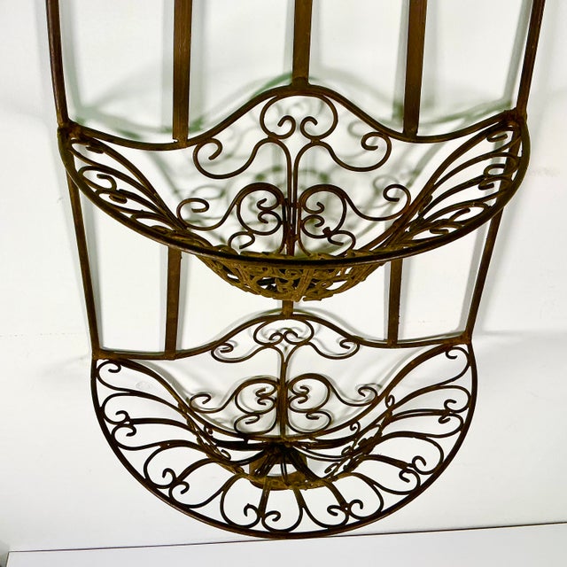 1950s Vintage Italian Mediterranean Boho Chic 2 Tier Ironwork Jardinere Planter, Wall Mounted. For Sale - Image 13 of 14