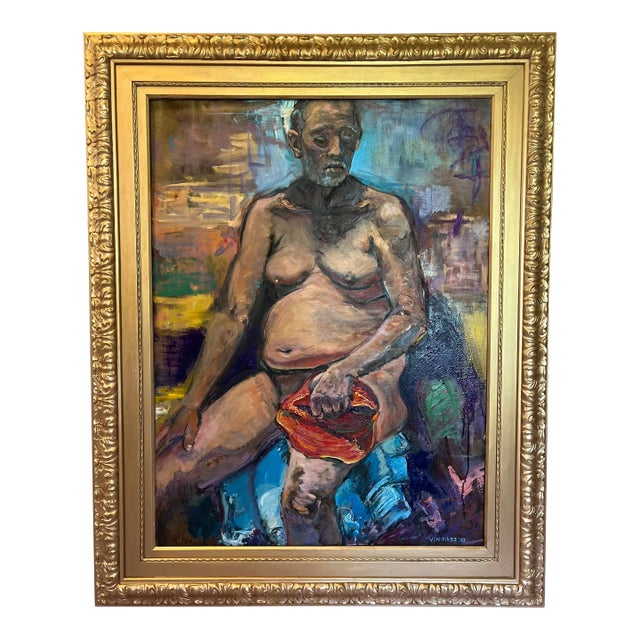 Hat in Hand, Portrait of a Man, Life Size Oil Paintings, by Van Ness For Sale