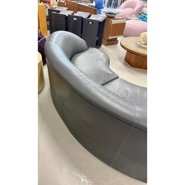Labeled Directional 1980’s Gray Leather Sofa For Sale - Image 14 of 18