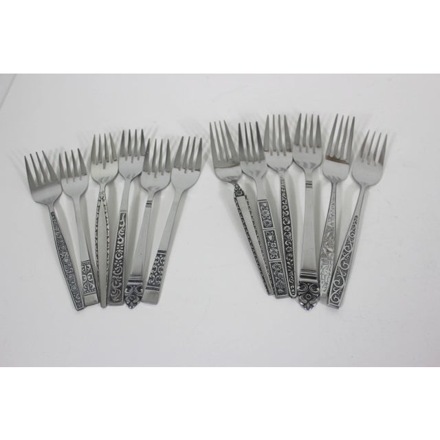 Mid 20th Century Curated Mismatched MCM 5 Piece Place Setting for 6 Stainless Steel Flatware Set- 30 Pieces For Sale - Image 5 of 10