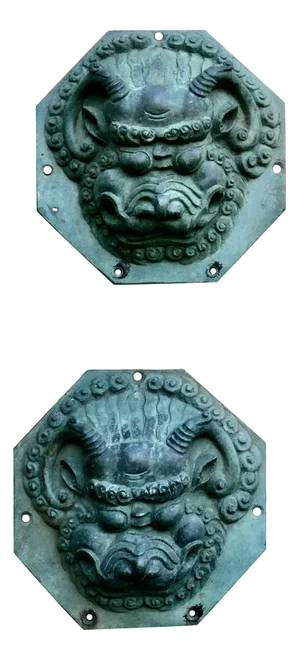 Chinese Foo Dog Foo Lion Door Plates, Set of 2
