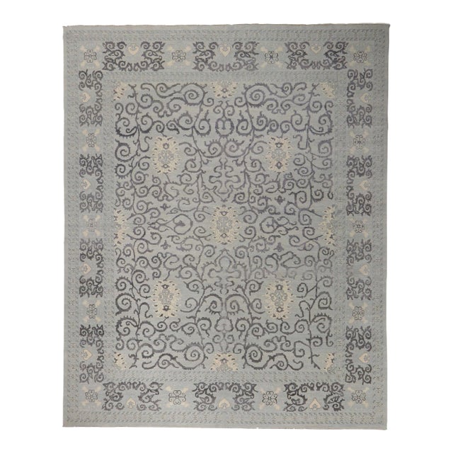 Vintage Baby Blue Pakistani Rug, 11’07 X 14'05 For Sale