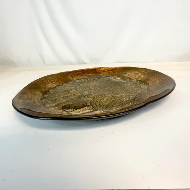 1980s Vintage Italian Venetian Boho Chic Hand Blown Glass Thanksgiving Turkey Platter. For Sale - Image 9 of 11