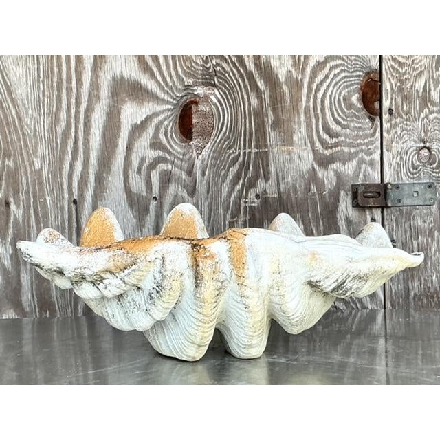 Late 20th Century Vintage Coastal Monumental Gigas Resin Clam Shell 6 For Sale - Image 5 of 7
