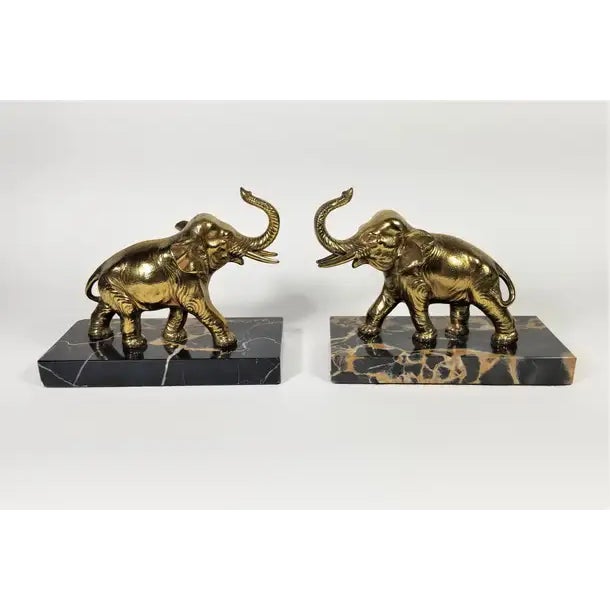 Pair of 1920s French Art Deco Marble Elephant Bookends For Sale - Image 14 of 14
