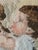 Late 20th Century Vintage Set of 2 Framed Needlepoint Art Child & Dog Gold Frames Cottagecore 20.5x17" For Sale - Image 5 of 9
