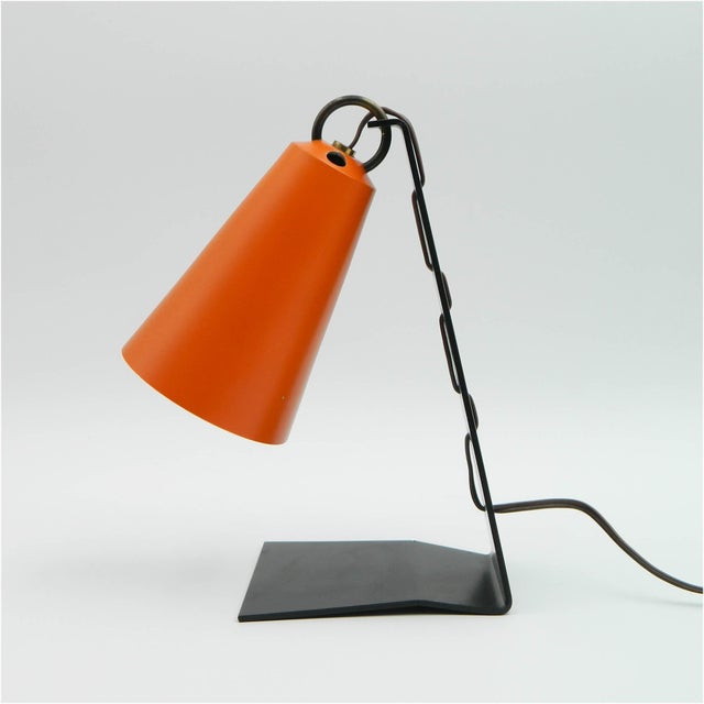 Hook Table Lamps with Orange Shades and Black Bases by J.T. Kalmar, 1950s, Set of 2 For Sale - Image 12 of 14