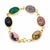 Traditional Vintage 14k Yellow Gold Multi-Gemstone Carved Scarab Link Bracelet For Sale - Image 3 of 6