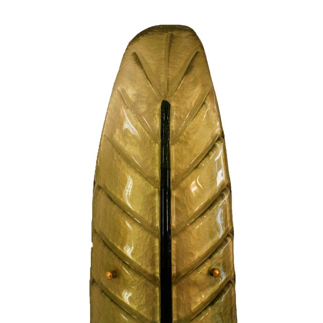 Murano Glass Green Leaf Wall Sconces, Italy, 1990s, Set of 2 For Sale - Image 4 of 9