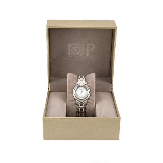 White Ladies Century Dragon Stone 27mm Sapphire Diamond 18k White Gold Quartz Watch For Sale - Image 8 of 9