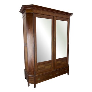 Antique French Wardrobe with Mirrors For Sale
