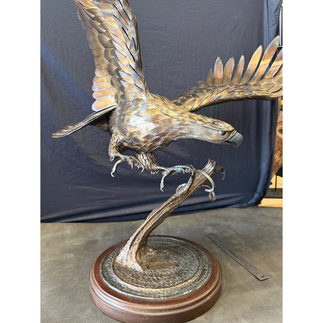 1980s Richard Prazen “Winged Monarch” Large Handcrafted Metal Eagle Sculpture For Sale - Image 9 of 9