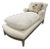 Antique 19th Century French Chaise With Distressed Carved Frame and Ivory Upholstery For Sale