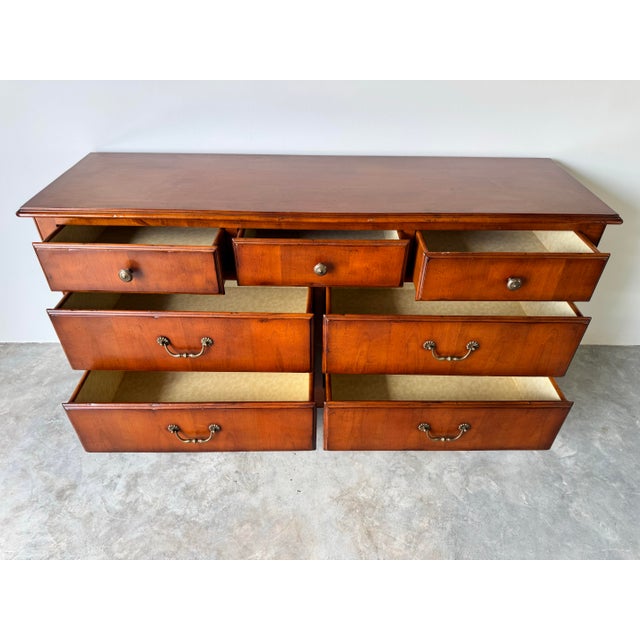Brown Vintage Italian Solid Cherry Wood Seven Drawers Dresser For Sale - Image 8 of 12