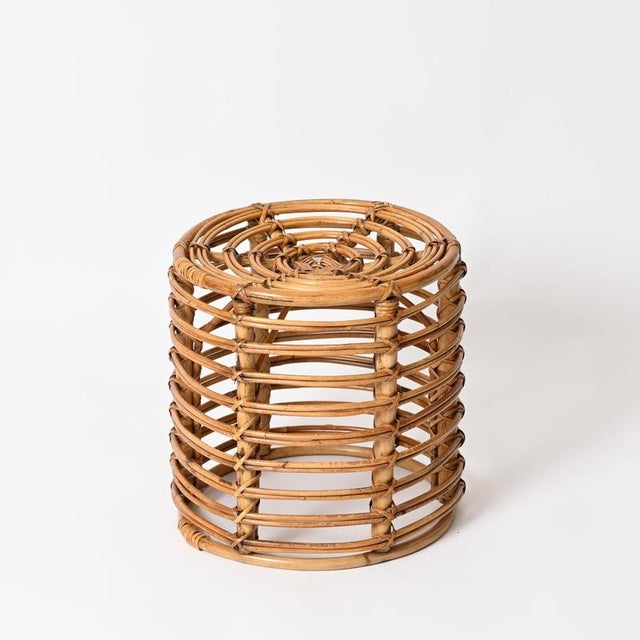 Rattan and Wicker Round Pouf by Tito Agnoli, Italy, 1960s For Sale - Image 6 of 12