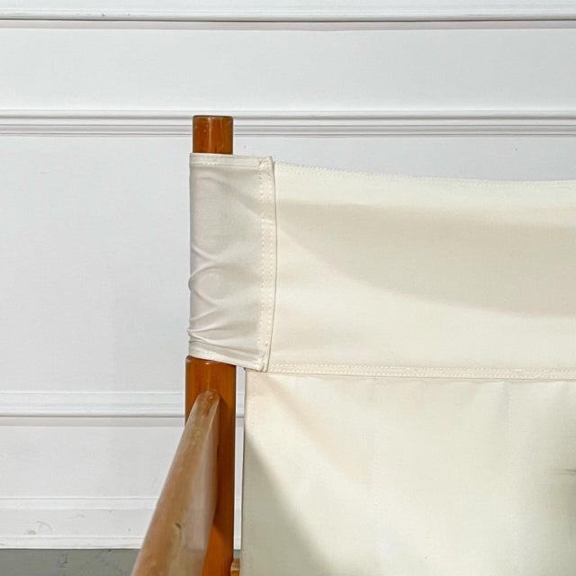 A fantastic pair of canvas sling chairs on a beechwood frame. In the style of Michel Arnoult. Circa 1960’s. Nice vintage...