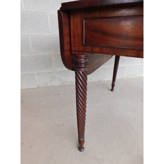 Brown Antique 19th Century Mahogany Spiral Leg Drop Side Table For Sale - Image 8 of 12