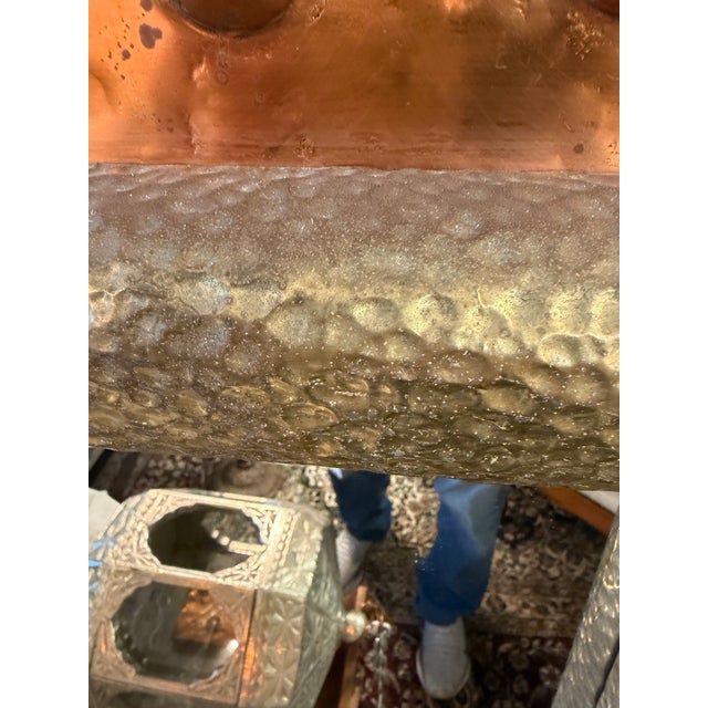 1980s Brutalist Hand Hammered Copper and Brass Riveted Wall Mirror For Sale - Image 5 of 9