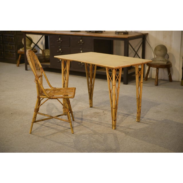 Desk and Rattan Chair, 1970s, Set of 2 For Sale - Image 3 of 12