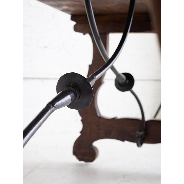 Spanish Rustic Wood Trestle Dining Table For Sale - Image 10 of 13