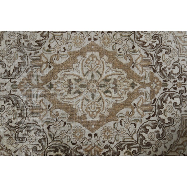 1970s Vintage Persian Handmade Wool Cotton Beige Area Rug For Sale - Image 10 of 11