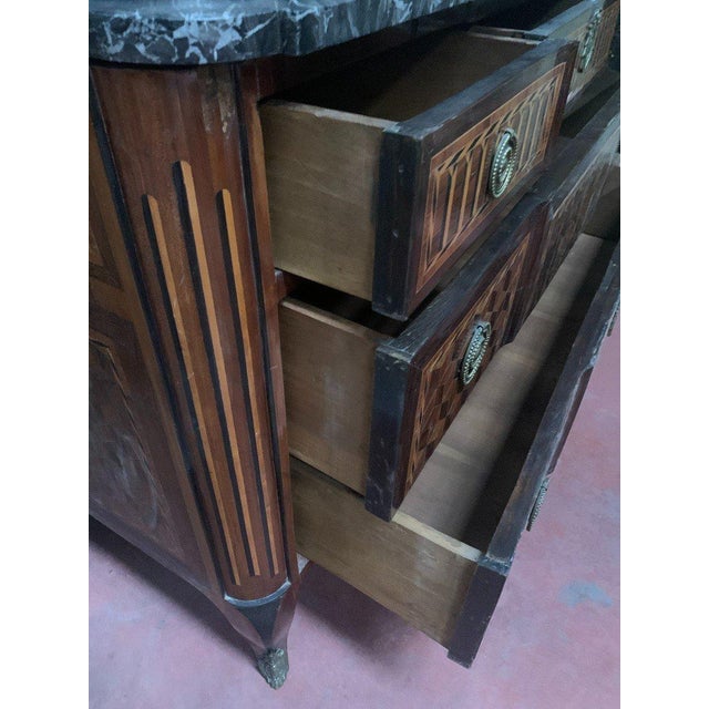 Wood 19th Century Transitional Chest of Drawers in Mahogany, Rosewood and Amaranth Veneer For Sale - Image 7 of 16