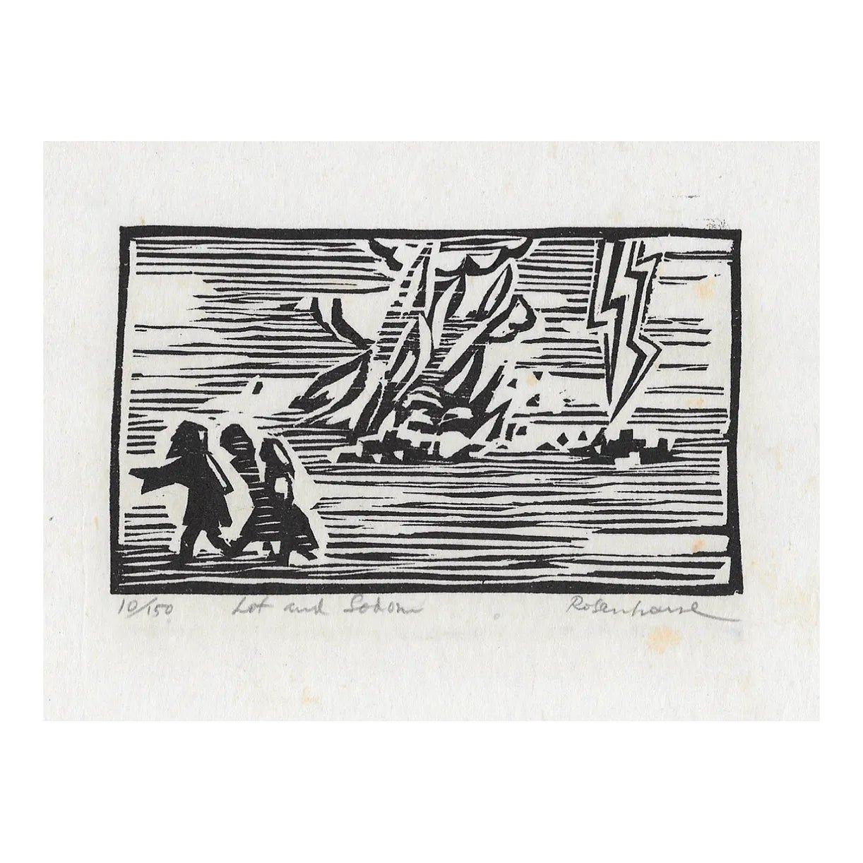 1966 Irwin Rosenhouse Lot and Sodom Woodcut | Chairish